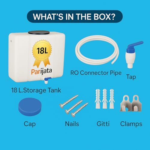 Image of PARIJATA 18L Waste Water Collection Tank | Wall-Mountable Food Grade HDPE Plastic | Easy to Connect with All Water Purifiers & Air Conditioners | Without Auto Sensor | Includes Fitting Accessories