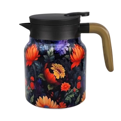 Caraffa Termica per il Tè, 800 ML Thermos a Motivo Floreale in Acciaio Inossidabile 316, Brocca Teiera Termico per Tè con Filtro per il Tè Rimovibile e Coperchio, Caffè, Bevande Calde
