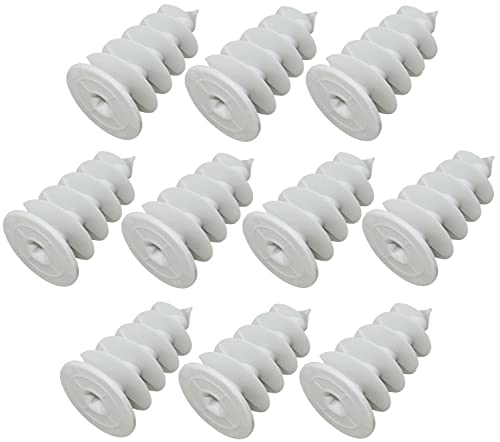 AERZETIX - C57879 - Set di 10 Tasselli elicoidali Ø8x50mm per fissaggio su isolamento polistirene poliuretano EPS XPS - per viti 4.0-4.5mm - diametro testa 25mm - in plastica