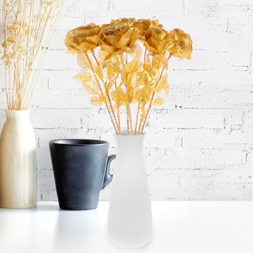 Rosas artificiales doradas de plástico y tela decorativas para centros de mesa de bodas 8