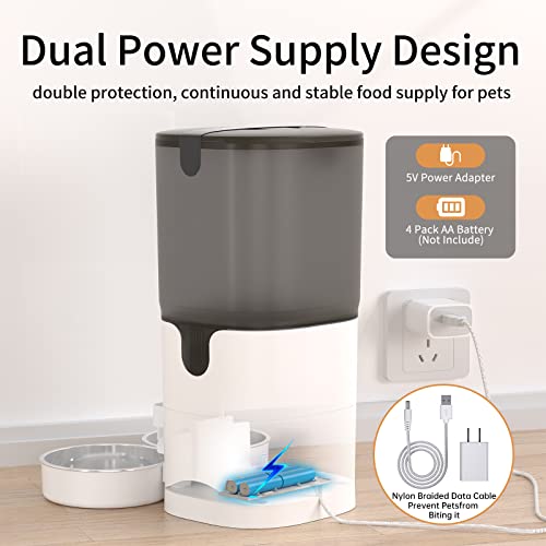 Airjugar Automatic Cat Feeders For 2 Cats, 7L Automatic Dual Tray Cat Food Dispenser, App & Alexa Control, 30 Meals Per Day With Timer, Detachable Cat Feeder, Usb & Battery Powered. (29 Cup/7L) #TOP3