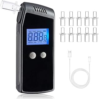 FFtopu Breathalyzer, Professional Accurate Portable Alcohol Tester, USB Rechargeable LCD Digital Display, with 10 Mouthpieces