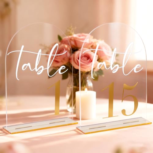 Drtenvd Wedding Table Numbers 1-15 with Stands, 5” x 7” Elegant...