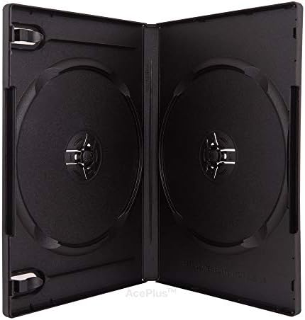 AcePlus Premium Double 2-Disc DVD Cases in 14mm Standard Thickness with Side-by-Side Hubs in Black (10 Pack)