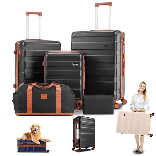 Hoteel 5-Piece Luggage Set with TSA Lock, 20/24/28in, Black