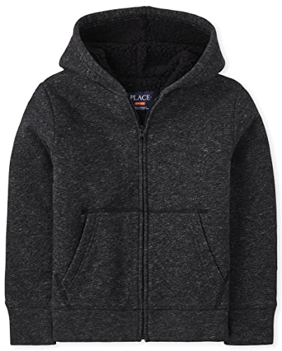 Image of The Children's Place boys Long Sleeve, Sherpa Lined, Zip-front Hoodie Sweatshirt