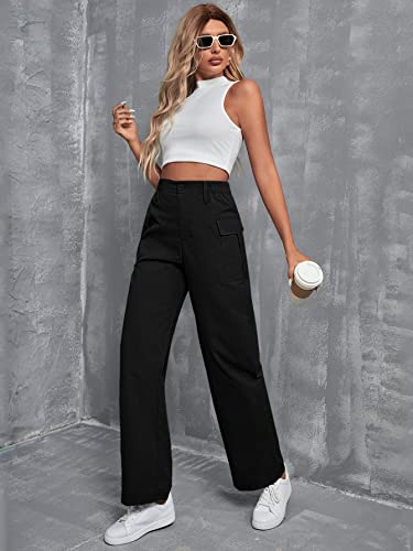 Image of TOPLOT Cotton Solid Multi-Pocket Cargo Pant for Women