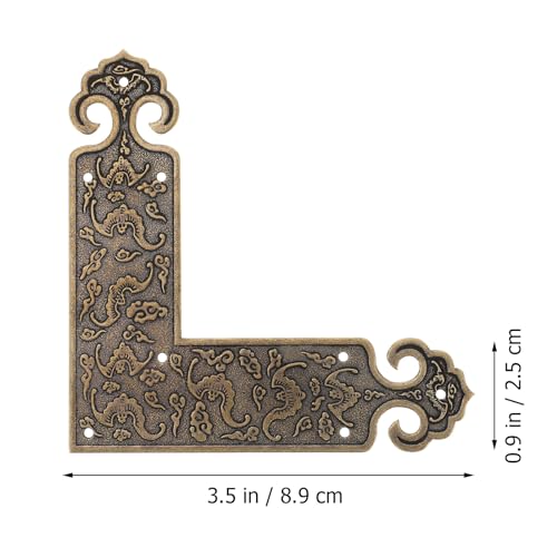 Image of Decorative Corner Protectors 2Pcs Brass Furniture Corner Guards L Shape Retro Embossed Cabinet Edge Protectors for Tables Jewelry Boxes