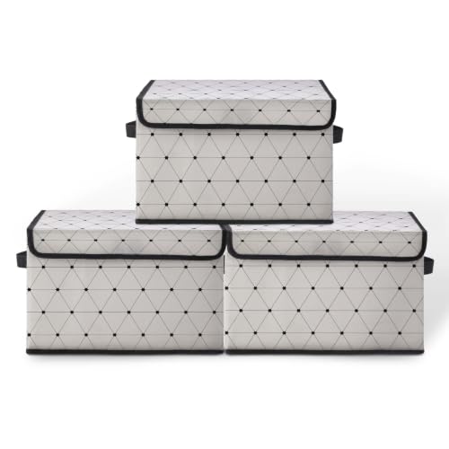Image of Fabric Storage Bins with Lids,Under Bed Storage Containers 3Pack | Stackable Clothes Storage Bins with Lids,Closet Organizers Box for Home and Office,Blanket Clothes Organizers