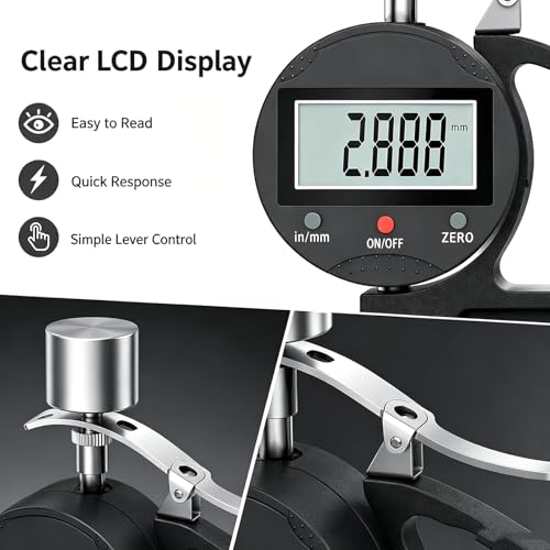 Calibrador digital de espesores 0-12.7mm con medidor de alta precisión, resolución 0.001mm y pantalla LCD para goma, plástico, papel, cuero y láminas metálicas miniatura 3