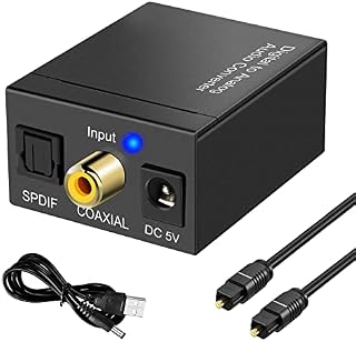 Friencity DAC Digital to Analog Audio Converter, Digital SPDIF Optical Toslink Coaxial to Stereo AUX L/R RCA 3.5mm Jack Adapter w/Optical Cable for TV HD DVD Blu-ray PS3 PS4 Amps Cinema, Plug n Play
