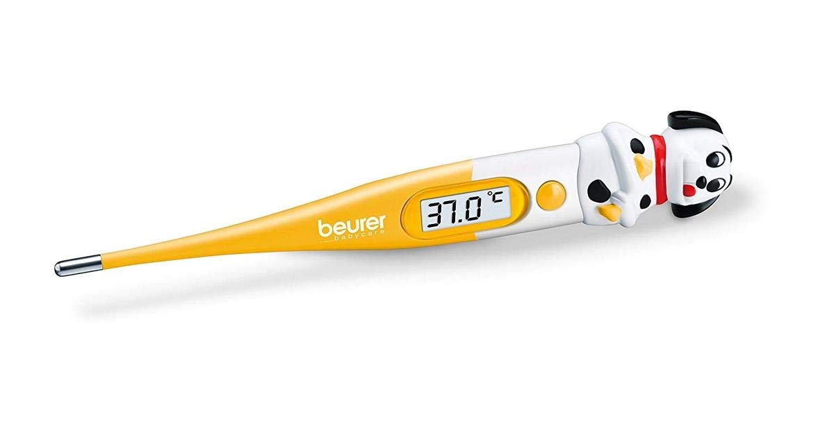 Beurer 950.06 - Termómetro corporal digital, con figura de perro, sensor flexible, color amarillo