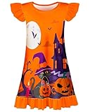 Sylfairy Girls Halloween Nightgown, Cat Toddler Nightgown Princess Pajama Dresses for Girls Sleepwear Nightie Orange 8 Years 9 Years