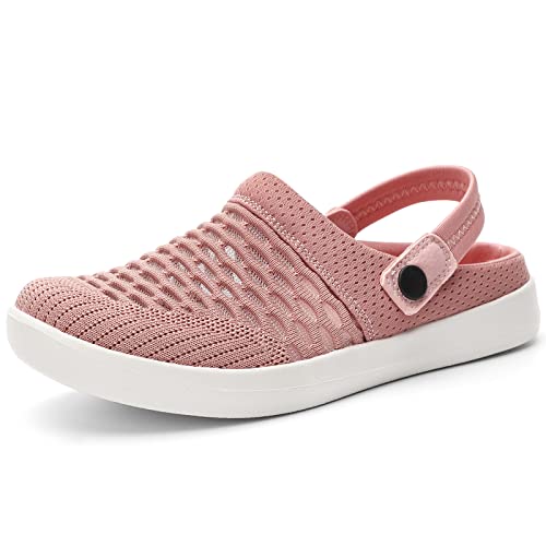 HKR Damen Clogs Hausschuhe Atmungsaktiv Pantolette rutschfest Gartenschuhe Sommer Sandalen Pink EU 40
