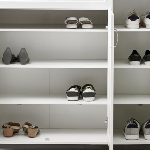 Image of Home Centre | Helios Alton 16 Pair Shoe Cabinets | Shoe Storage for Home | Engineered Wood | White | 1 Year Warranty