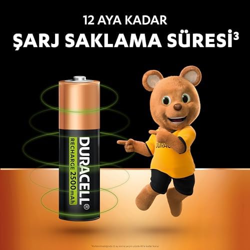 Duracell Şarj Edilebilir AA Kalem Pil (2'li Paket), 2500 mAh NiMH, Önceden Sarj Edilmiş, Şarj Edilebilir pilimiz - Görsel 5
