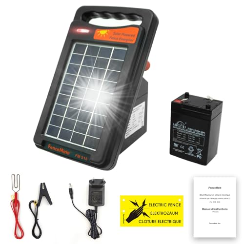 FenceMate Électrificateur Clôture Électrique Solaire, avec une sortie de 0.15 J jusqu'à 2 km, appareil portable pour élever des volailles ou des animaux...