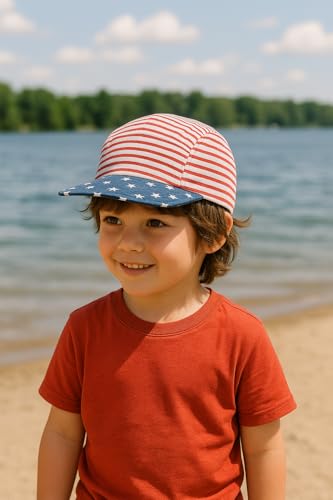 Funky Junque 5 Panel Hat for Kids - 100% Cotton Toddler Baseball Cap, Boys American Flag Ball Cap, Infant Baby Sun Hat4