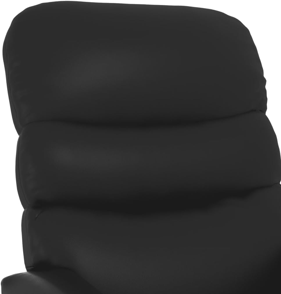 vidaXL - Modern Relaxation Massage Recliner Chair in Black Faux Leather with Adjustable Backrest and Footrest, 6-Point Vibration Massage, USB Connector and Side Pocket, Easy Assembly