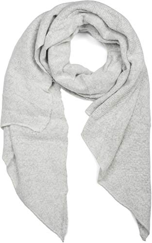 styleBREAKER Damen Schal aus weicher Viskose | einfarbiger Webschal in asymmetrischer Form | große Stola für Herbst und Winter Looks, Farbe:Hellgrau