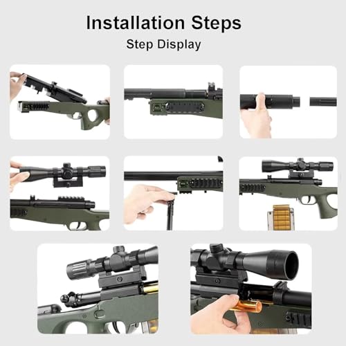 Image of AWM Sniper Soft Bullet Gun Toy for Kids, Manual Soft Bullet Sniper Gun for Boys, Realistic Shooting Machine Gun Toy with Scope & Magazine Spiner Gun for Adults