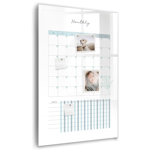 Tableau design en verre magnétique 60x90 agenda mensuel bureau