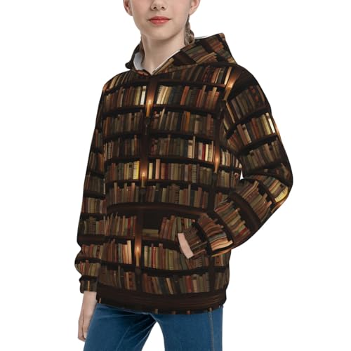 Bookshelves Kid Hoodies Boys Sweatshirts Girls Pullover with Pocket2