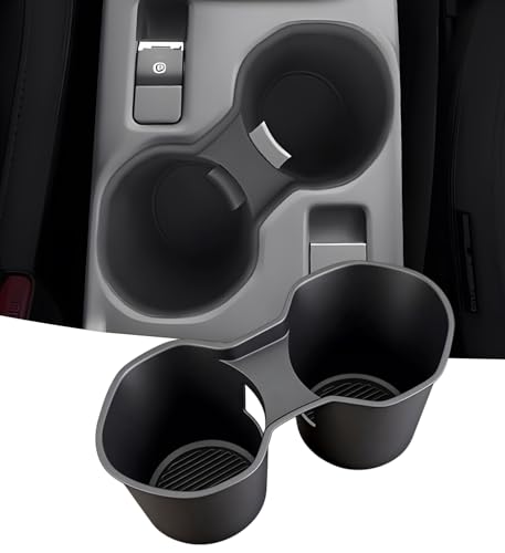 Image of Center Console Cup Holder Inserts for Subaru Forester 2025 (Not for 2026+), Interior Accessories Silicone Car Cup Holders Covers Protector for 2025 Forester, Black
