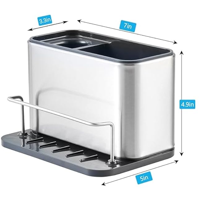 Caddy Sponge Holder for Kitchen Sink, Stainless Steel Kitchen Sink Organizer