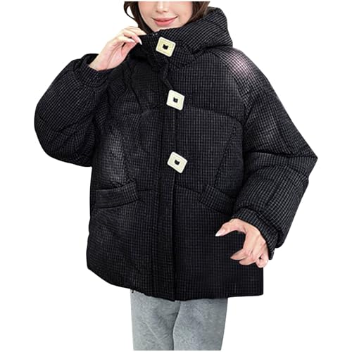 Womens Long Sleeve Puffer Jackets Hoods Outerwear for Women Loose Fit Thick Warm Hooded Fall Winter Outfits 20253