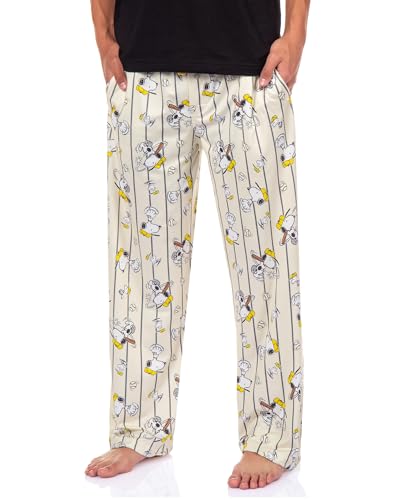 Peanuts Pajama Pants Mens Snoopy Baseball All Over Print Lounge Bottoms - Main Image