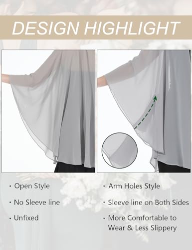 Women's Sleeved Chiffon Shawls and Wraps for Evening Dress Lightweight Cover Up Kimono Cardigan Jacket2