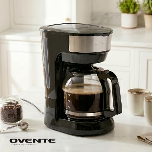 Image of OVENTE 12-Cup Drip Coffee Maker with Easy On /Off Switch, Black CM412B
