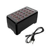 Balabaxer Estación de Carga USB de 20 Puertos Cargador de sobremesa Inteligente Multifuncional Carga rápida de 100W para teléfonos, tabletas, Auriculares Ideal para oficinas, hoteles, Salones