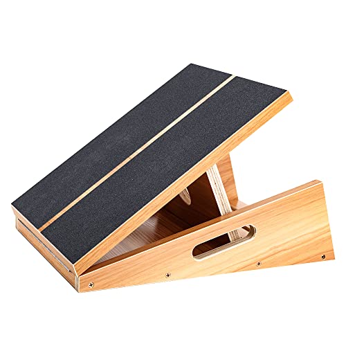 StrongTek Professionelles Slant Board Schrägbrett aus Holz, Verstellbarer und tragbarer Wadendehner, Trainingsgerät mit Tragegriff & Antirutsch-Beschichtung