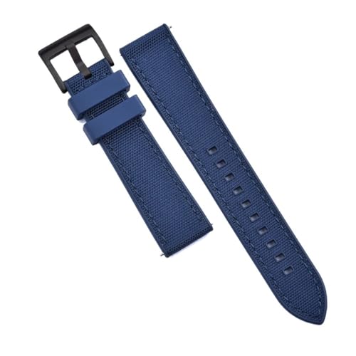 Bracelet de montre FKM 20mm bleu étanche pour montre de plongée nylon
