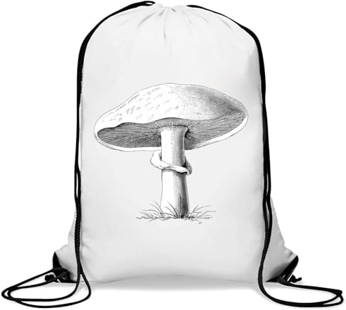 Sacca con logo a forma di fungo stile casual con coulisse colore: Taglia unica da palestra bianco