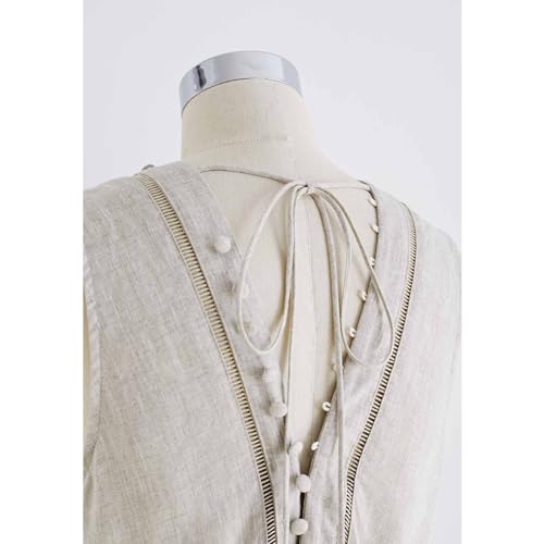 Image of CHICWISH Women V Neck Sleeveless Midi Long Dress Casual Button Beach Summer Vacation Linen Midi Dress with Side Pockets