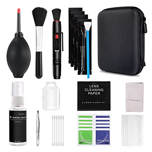 GOHIGH Professional Camera Cleaning Kit (with Waterproof Case), DSLR Cleaning Tool for Most Camera with Cleaning Solution/Air Blower/Lens Brush/Lens Pen/Cleaning Cloth/Swabs/Sensor Cleaning Tissue