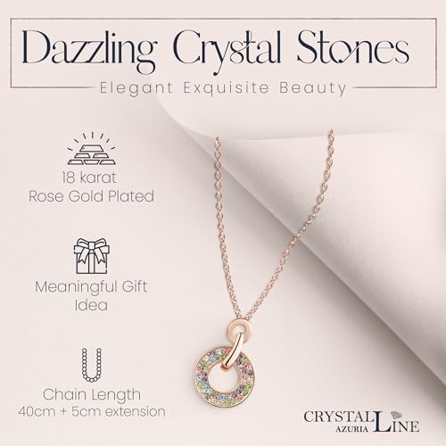 Crystalline-Azuria-Mujer-18ct-Chapado-en-Oro-Rosa-Cristales-Colorido-Redondo-Juego-de-joyas-Collar-con-Colgante-45-cm-Pendientes-para-Mujer-y-Nina