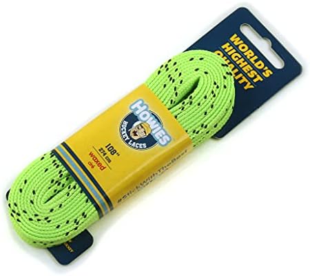 Howies Hockey Skate Laces - 1 Pack - Colored Wax (Choose Your Color) for Youth, Junior and Senior Skates. Premium Quality Used by Athletes of All Ages; Minor, Pro. Crafts (Lime/Neon, 84.0")
