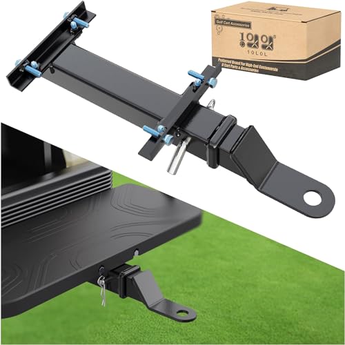 10L0L Deluxe Golf Cart Trailer Hitch Kit, Fit For Square Steel Tube Backseat Footrest With 2' Receiver High-Strength, Seamless Compatible With Club Car, Ezgo, Yamaha (Not For Plastic Rear Footrest)