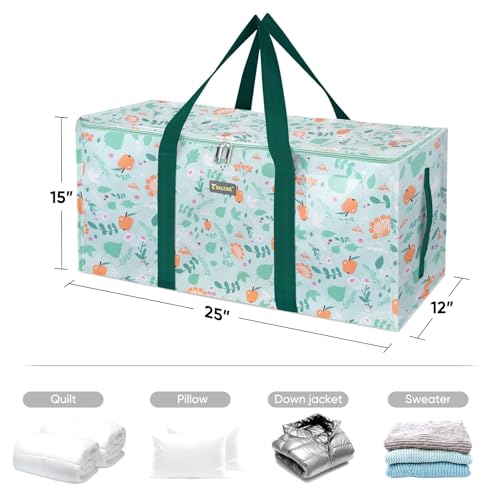 BALEINE Extra Large Storage Tote with Zippers & Carrying Handles, Heavy-Duty Oxford Fabric Moving Bags for Laundry, Space Saving, Storage, Spring Stroll - Image 6