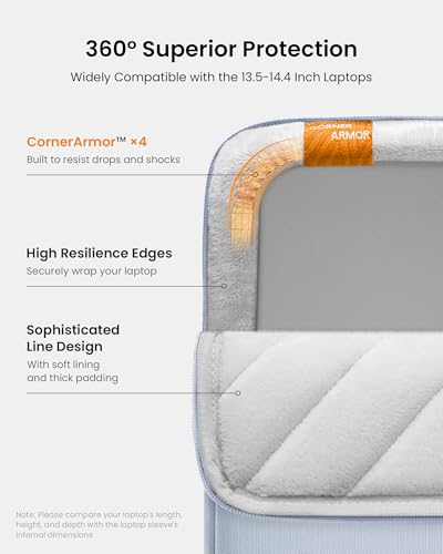 Image of tomtoc 360 Protective Laptop Case for 14 inch Lenovo HP ASUS Dell Acer Laptop | Water-Resistant Shockproof Computer Bag Sleeve with Accessory Pocket Fits 14-inch Notebook Ultrabook Portable Monitor