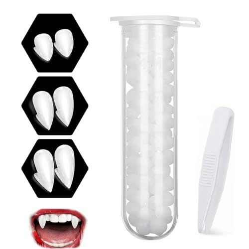 Lot de 3 Paires de Dents de Vampire avec Colle, pour fête d'halloween, Loup-Garou Cosplay, prothèses de Mors d'horreur, Accessoires de Dentition de Vampire
