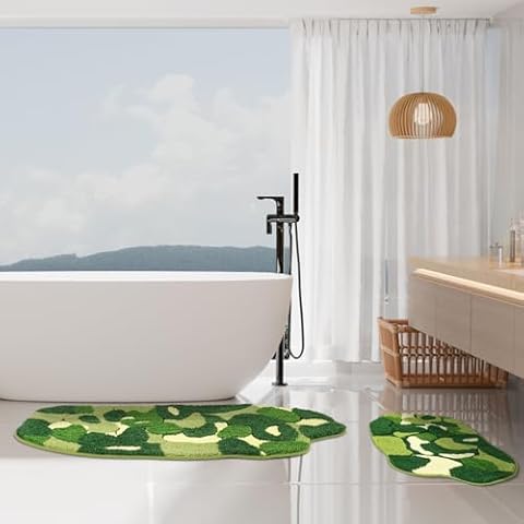 Anybar Green Small Moss Rug 20"x32" Bathroom Decor Long Runner Bath Mat 20"x48" for Floor,Shower Cover