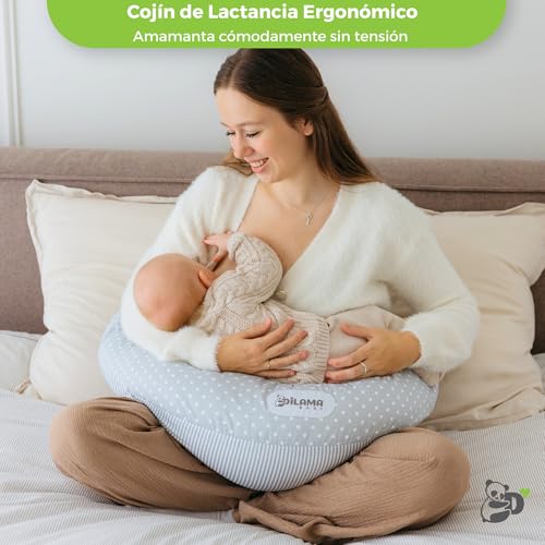 Dilamababy Almofada para Dormir de Grávida em Flocos de Espuma de Memória e Bolas de Fibra – Almofada de Amamentação para Bebê com Capa de Algodão – Multifuncional, Pode Ser Tanto uma Almofada para