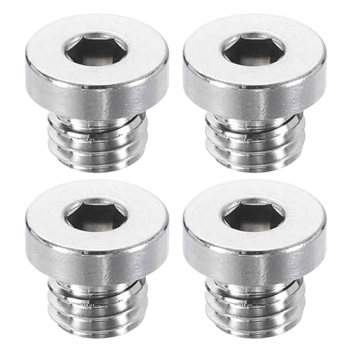 HARFINGTON - HARFINGTON 4pcs 304 Stainless Steel Pipe Plug Fitting M10x1.5 Metric Male Thread Inner Hex Head Cap Hexagonal Head Bung Plugs Fittings with Seal Ring for Air Water Oil Gas Tube