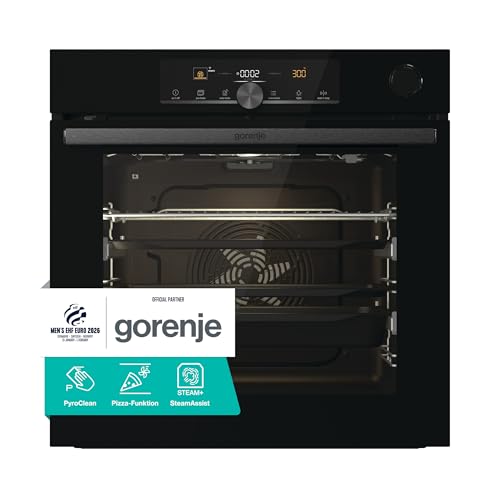 Gorenje OptiBake Advanced BPSA 6747 A08BGWI Einbau-Backofen/Wifi Connected / 77L / Heißluft/Pyrolyse/AutoBake/Touch Bedienung/Bratenthermometer/SteamAssist/PizzaMode 300°C/schwarz