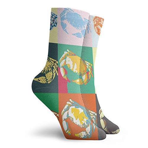 Funny Compression Socks Women and Men,Illustration Of Crabs Pop Art Style Retro Design Print,Best for Circulation,Running,Athletic,Nurse,Travel, -12 inch2